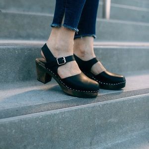 Swedish Clogs Highwood Black Leather by Lotta from Stockholm